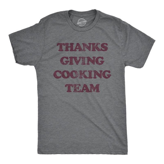 Mens Thanksgiving Cooking Team T Shirt Funny Turkey Day Dinner Chef Graphic Tee Mens Funny T Shirts Cool Tees Soft Stylish Casual Menswear Thanksgiving Apparel for Men Funny Food Short Sleeve Novelty Dark Grey