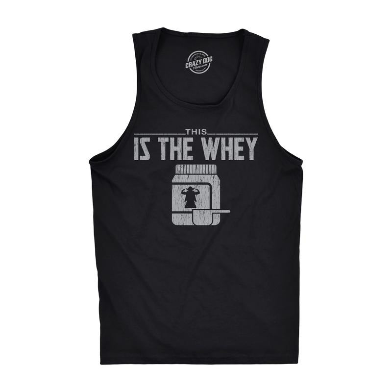 Mens This Is The Whey Fitness Tank Funny Sci-Fi Movie TV Show Graphic Space Tanktop Funny Workout Shirt for Men with Plus Sizes Movie Tank Top for Men Funny Fitness Tank Top Novelty Tank Tops for Guys Black