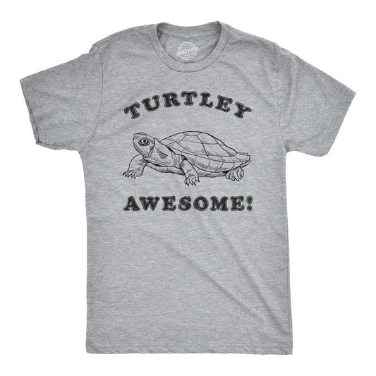 Mens Turtley Awesome T Shirt Funny Turtle Tee Cool Vintage Top Mens Funny T Shirts Cool Tees Soft Stylish Casual Menswear Funny Animal Short Sleeve Novelty Tees for Guys Light Grey