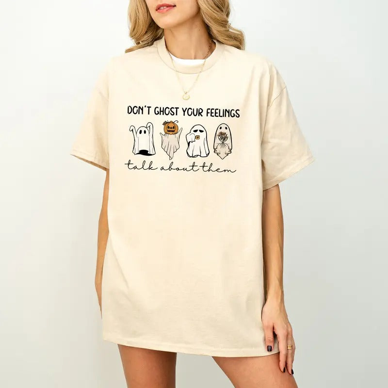 Mental Health Halloween Tshirt, Don't Ghost Your Feelings, Mental Health Awareness, Halloween School Psychologist Comfort Colors Shirt, School Counselor