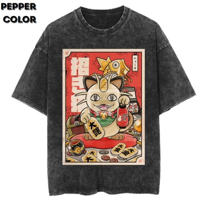 Meowth Vintage Tees, Meowth Picture T-Shirt, Pokemon Graphic Tees, Pokemon Shirt, Unisex Anime Shirt, Menswear Womenswear Streetwear Top Outfit Fit Tshirt Crewneck