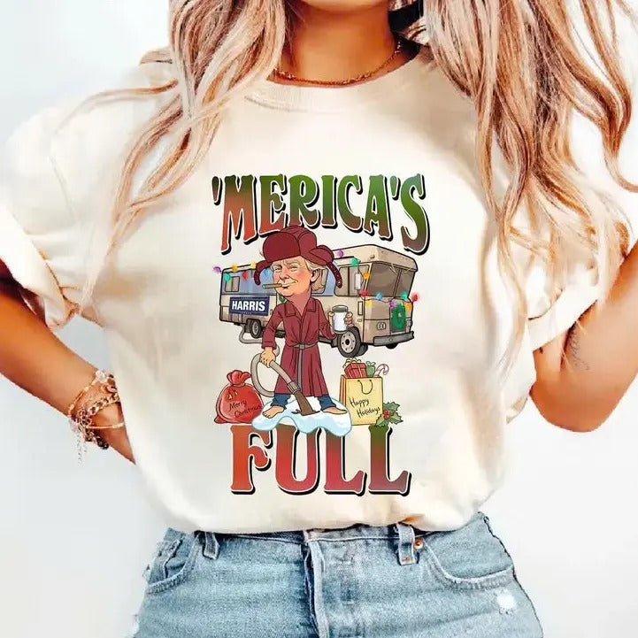 Merica's Full Trum 2024 T-Shirt SweatShirt Hoodie Santa Trum Christmas Gift Womenswear Cotton Collar Comfort Bottom Fabric