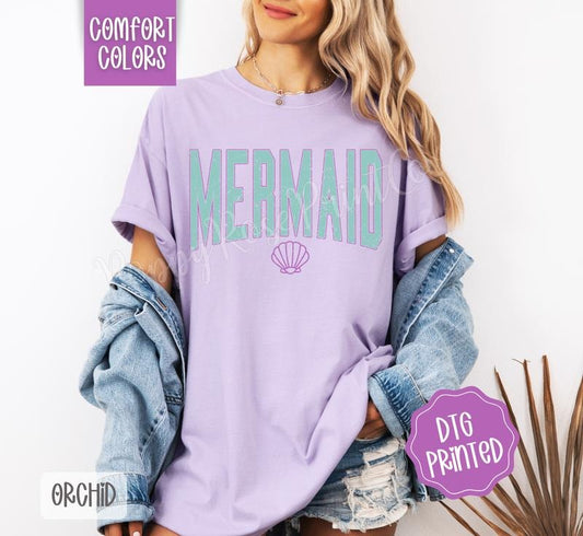 Mermaid Comfort Colors Tshirt, Cute Summer Tee, Girly Beach Shirt