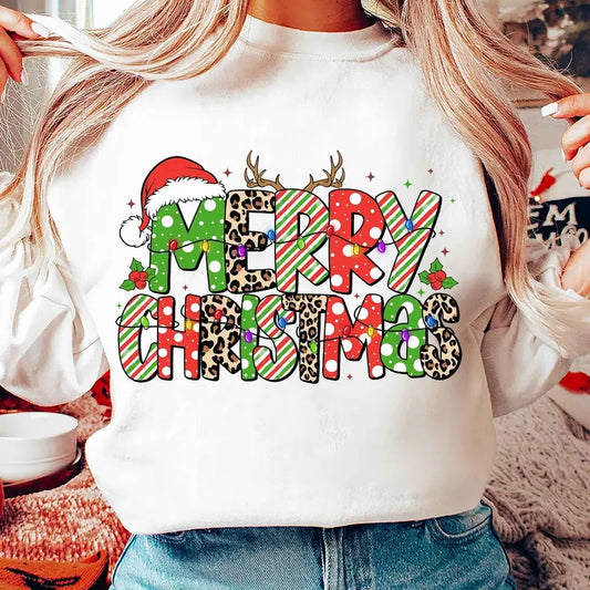 Merry Christmas Retro Leopard Reindeer Cozy Sweater, Christmas Shirt, Vintage Christmas Girly, Xmas Leopard Printed, Xmas Gift