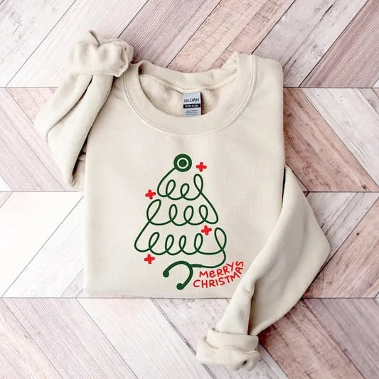 Merry Christmas Stethoscope Sweatshirt, Christmas crewneck, Christmas gift, Nurse holidays gift Sweatshirt