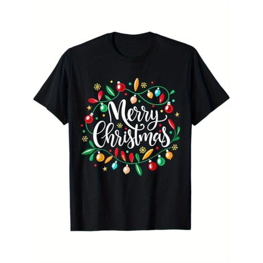 Merry Christmas T-Shirt for Men Women, Christmas Gift, Unsex Soft Fabric, Breathable, Comfortable Black Short Sleeve Tees Perfect for Autumn, Must-have Fashionable Tee Made in USA