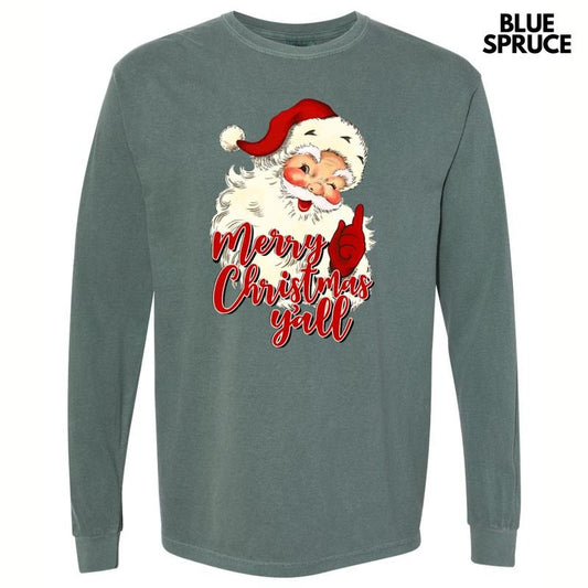 Merry Christmas Y'all Long Sleeve Comfort Colors T-Shirt