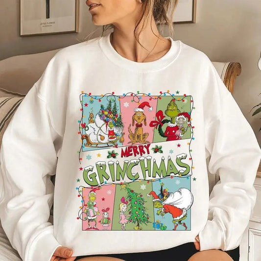 Merry Greenchmas Snowy Christmas Night Cozy Unisex Sweatshirt, Xmas Tee, Retro Christmas, Christmas Night Nostalgia Shirt