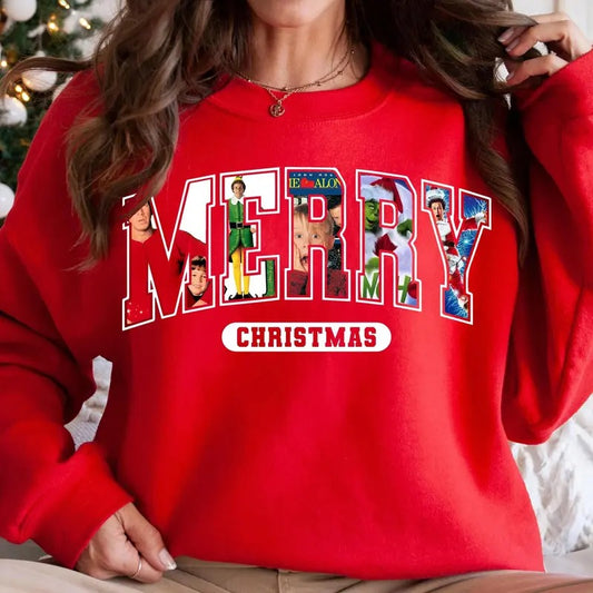 MerryChristmas Movie Characters Sweatshirt, Retro Christmas, Christmas Characters, Funny Xmas Shirt, Christmas Gift