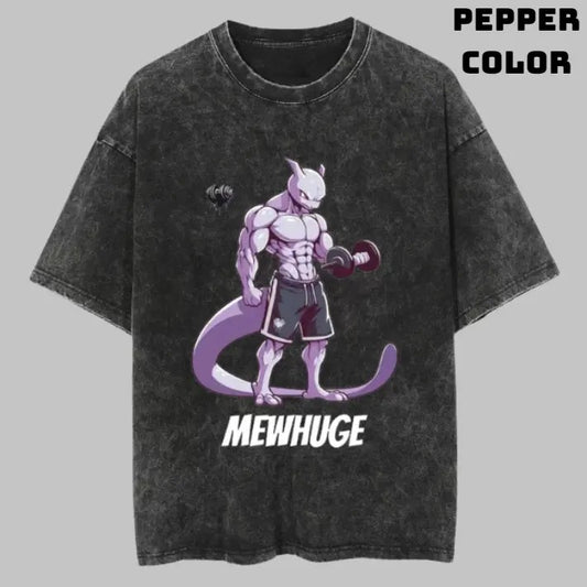 Mewhuge Vintage Tee, Mewtwo T-Shirt, Pokemon Shirts, Vintage Graphic Tees, Unisex Anime Manga Shirt Top Menswear Womenswear