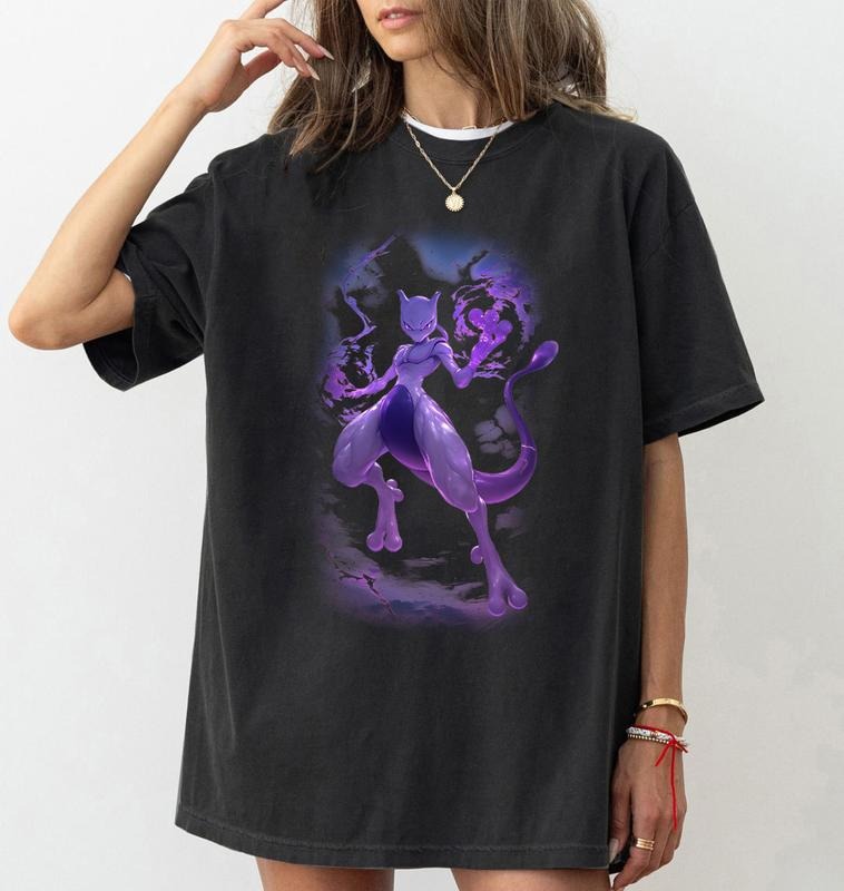Mewtwo Pokemon T-Shirt Sweatshirt Hoodie, Mew Pokemon Shirt, Psychic, Shadow Ball, Aura Sphere, Recover, Anime Sweatshirt