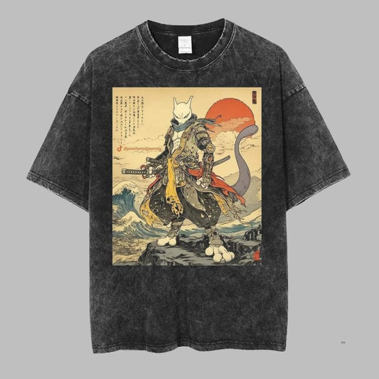 Mewtwo Vintage Tee, Pokemon Graphic Tee, Mewtwo Samurai T-Shirt, Anime Shirt, Gift For Pokenon Fans, Unisex Anime Gift For Menswear Womenswear Top