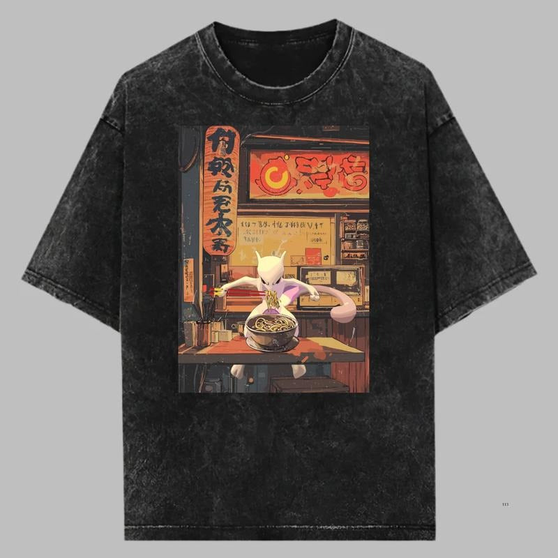 Mewtwo Vintage Tee, Pokemon Shirt, Mewtwo Ramen T-Shirt, Anime Graphic Tee, Gift For Pokemon Fans, Unisex Anime Gift Menswear Womenswear Top