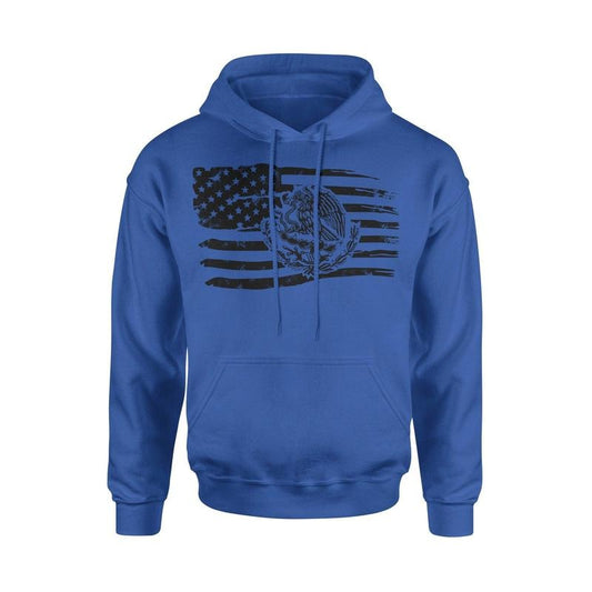Mexican American Flag Hoodie Sweatshirt - Cotton Fabric, Hooded Design, Front Pocket, Breathable, Suitable for Men