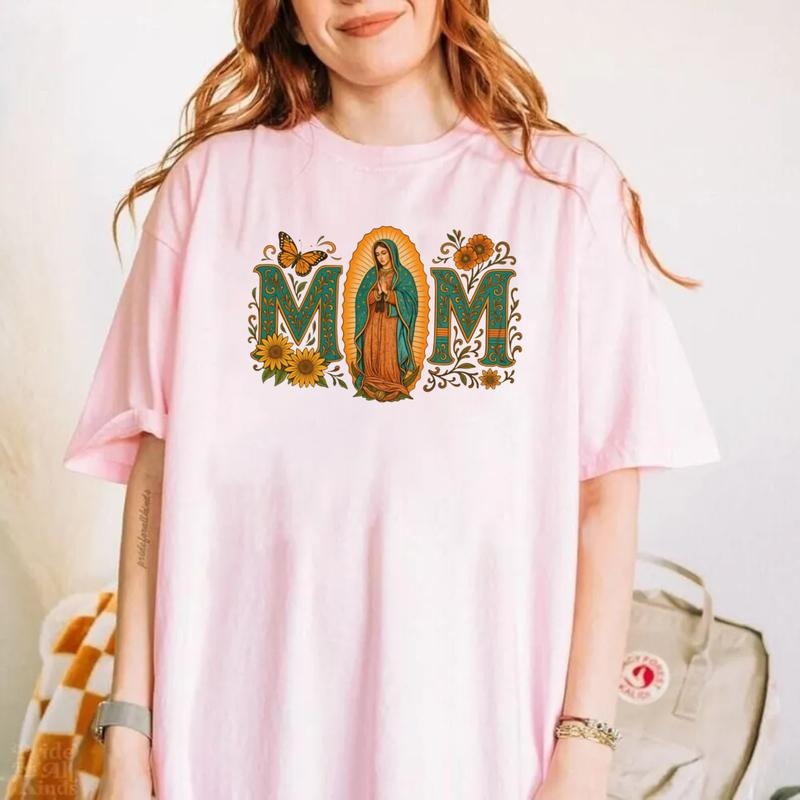 Mexican Mom Shirt, Latin Culture Mom Tshirt, Mexican Heritage Shirt, Virgen De Guadalupe Tee, Mama Cita Top, Mothers Day Gift, Short Sleeve Crew Neck Top, Classic Streetwear