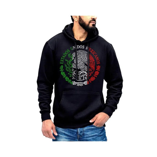 Mexico Coat of Arms Hoodie - Sueter Con Capucha y Escudo Nacional De Mexico Cotton Fabric