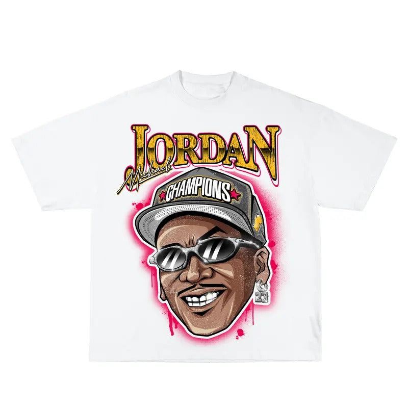 Michael Jordan Inspired Vintage Graphic T-shirt Heavy Cotton Tee Basketball 90 s Styled Shirt Hiphop Vibes Y2K Aesthetic Throwback Classic Big Face Celebrity Tee