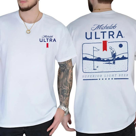 Michelob Ultra Golf Club 2_Sided T-Shirt, Superior Light Beer Graphic Tee, Vintage Golf Sweater for Beer Lovers