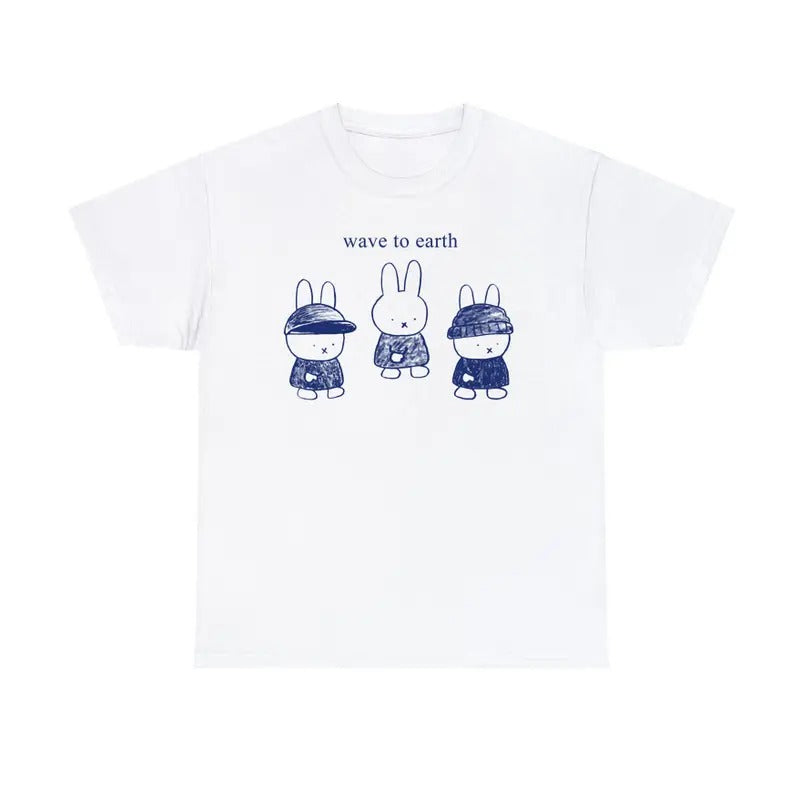 Miffy Wave To Earth Crossover Inspired Shirt Music Fan Cartoon Bunny Unisex Graphic Tee