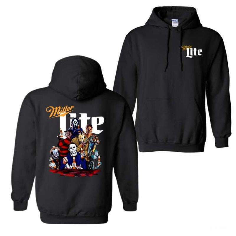 Miler Lite Horror Characters Halloween Hoodie, Horror Movie Hoodie, Miler Lite Hoodie,  Unisex Classic Cotton  All Sizes, For Women, For Men