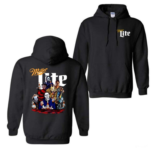 Miler Lite Horror Characters Halloween Hoodie, Horror Movie Hoodie, Miler Lite Hoodie,  Unisex Classic Cotton  All Sizes, For Women, For Men