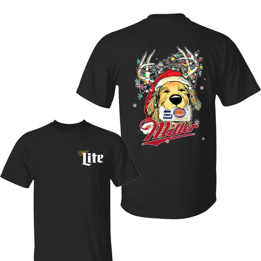 Miler Lite Hunting Dog Christmas Shirt , Miler Lite Shirt, Hunting Shirt, Unisex Classic Cotton 2 Side Graphic Print in All Size, For Men, For Women