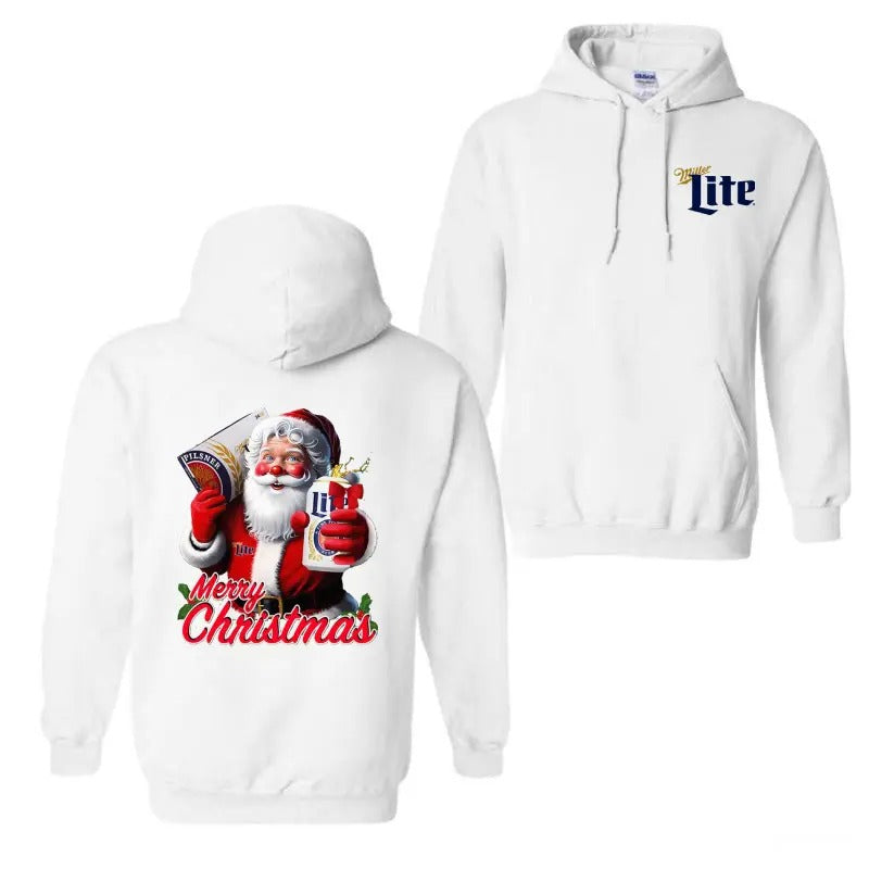Miler Lite Santa Merry Christmas Hoodie, Miler Lite Shirt, Merry Christmas Shirt, Santa Sweatshirt, Unisex Classic Cotton Tee, For Men, For Women