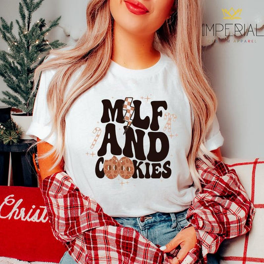 Milf and Cookies T-Shirt, Funny Christmas Sweatshirt, Mom Christmas Sweatshirt, Cute Christmas Sweatshirt, Christmas Hot Chocolate Sweatshirt, Christmas Traditions Sweatshirt