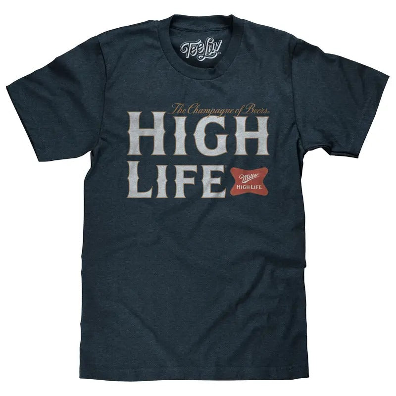 Miller High Life Champagne of Beers T-Shirt - Heather Navy Blue graphic tee