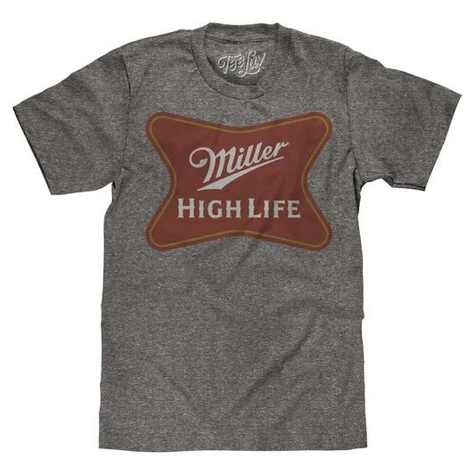 Miller High Life Gold Border Logo T-Shirt - Gray graphic tee