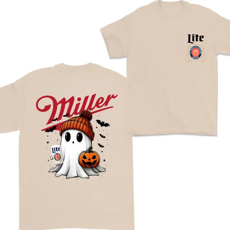 Miller Lite Beer Ghost Halloween Double Sided Tee, Miller Lite Hoodie, Sweatshirt, Men &Women Tee