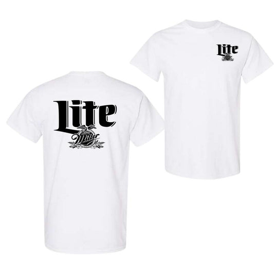 Miller Lite Logo Black And White T-shirt - 2 Side - Choose Your Style - Choose Your Fit - Universal Appeal Garments - Functional Fashion - Pick Your Shadestyle{n002}2