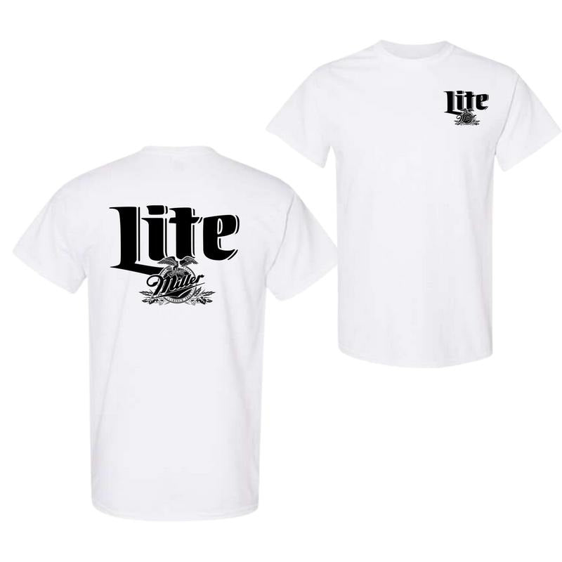 Miller Lite Logo Black And White T-shirt - 2 Side - Choose Your Style - Choose Your Fit - Universal Appeal Garments - Functional Fashion - Pick Your Shadestyle{n002}3