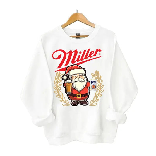 Miller Lite Santa Claus Christmas Beer Lover Sweatshirt Classic Cotton