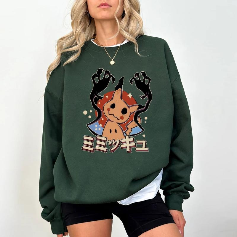Mimikyu Ghost T-Shirt Sweatshirt Hoodie, Grunge Streetwear, Japanese Anime Shirt, Gift For Fan Pokemon, Anime Graphic Tee