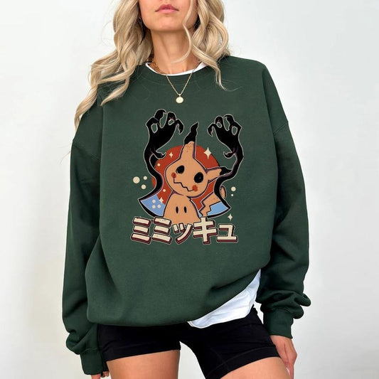 Mimikyu Ghost T-Shirt Sweatshirt Hoodie, Grunge Streetwear, Japanese Anime Shirt, Gift For Fan Pokemon, Anime Graphic Tee