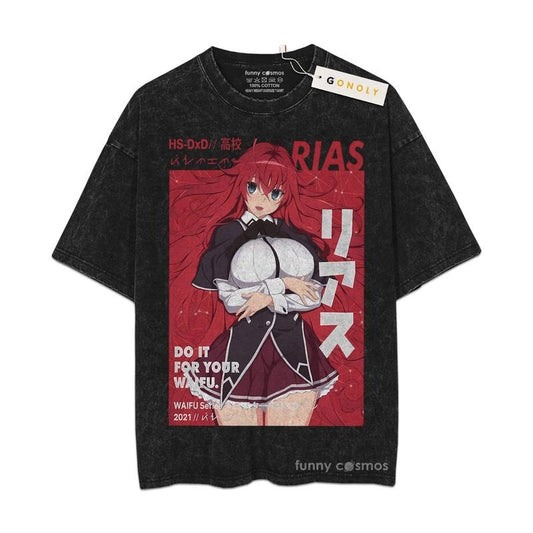 [ Mineral Wash ] High School DxD Shirt Rias Gremory Classic Fan Anime Shirt, Graphic Washed Style Shirt