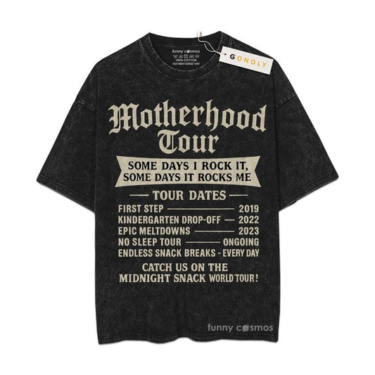 [ Mineral Wash ] Motherhood Tour, Some Days I Rock It, Gifts For Mom, Mom Life, Mother Day Graphic Washed Style TShirt