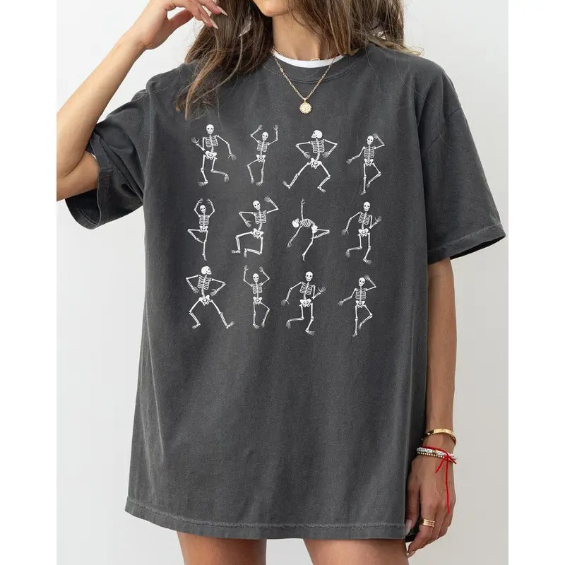 Mini Dancing Skeletons, Ghost, Western, Witch, Skull, Aesthetic, Meme, Halloween, Costume, Tshirt, Women's Comfort Color Tee, Tshirt
