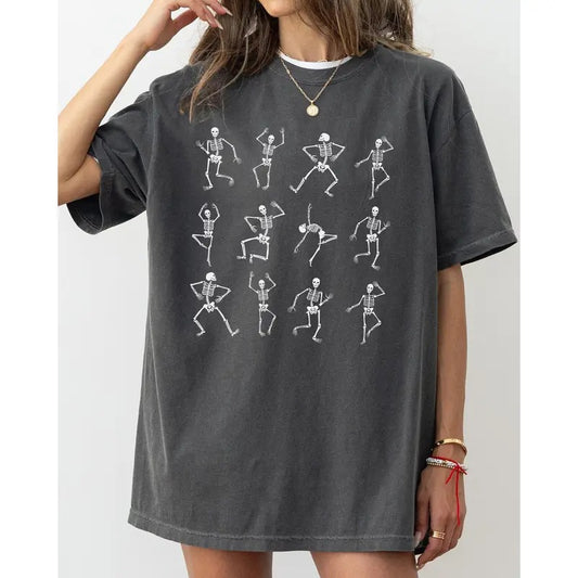 Mini Dancing Skeletons, Ghost, Western, Witch, Skull, Aesthetic, Meme, Halloween, Costume, Tshirt, Women's Comfort Color Tee, Tshirt