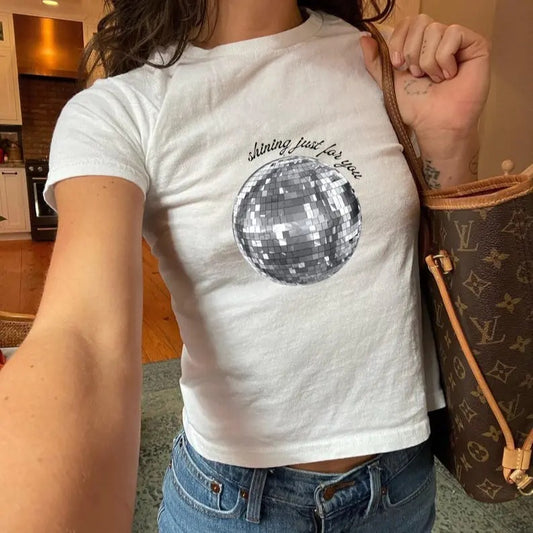 Mirrorball Tshirt, Coquette Tee, Retro Aesthetic Disco Shirt, Gift For Her, Gift For Women, Disco Vintage Shirt