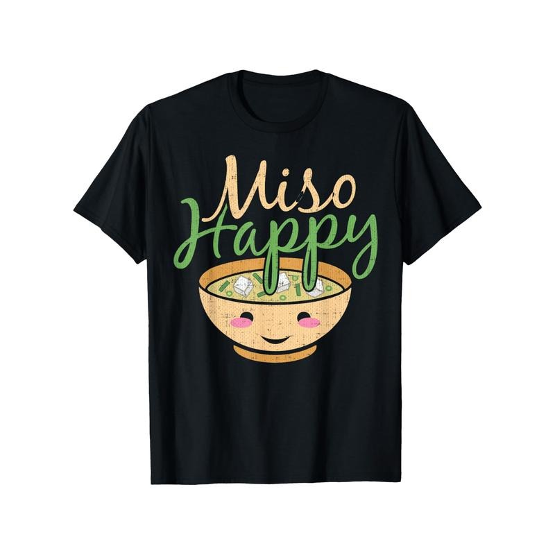 Miso Happy" Fun Food Pun Graphic Tee - 100% Cotton, Casual T-Shirt for All Seasons, Perfect Gift for Men & Women Made in USA
