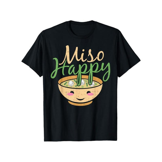Miso Happy" Fun Food Pun Graphic Tee - 100% Cotton, Casual T-Shirt for All Seasons, Perfect Gift for Men & Women Made in USA