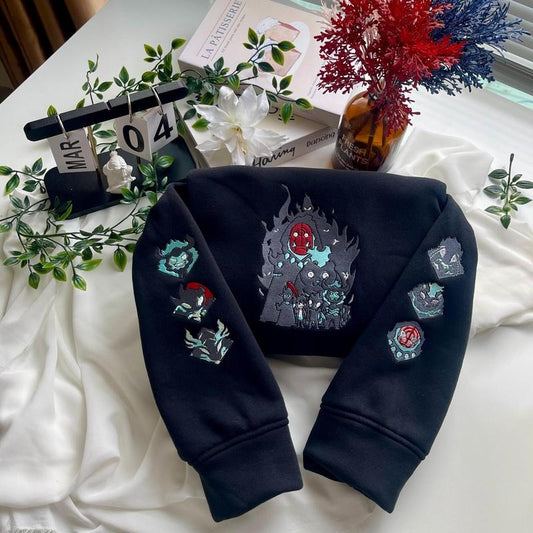 Monarch of Shadows Embroidered Anime Sweatshirt, Double Dungeon Shirt, Gifts for Anime Lovers