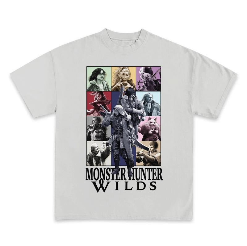 Monster Hunter Wilds shirt, gaming tee, cotton Tshirt, Monter Hunter videogame, MH Wilds graphic tee Fabric Medium