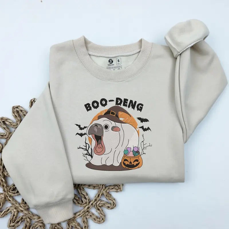 Moo Deng Halloween Graphic Printed Sweatshirt, Moo Deng Shirt, Cute Baby Hippo Moo Deng, Baby pygmy hippo Moo Deng T-Shirt, Hippo Lover Shirt