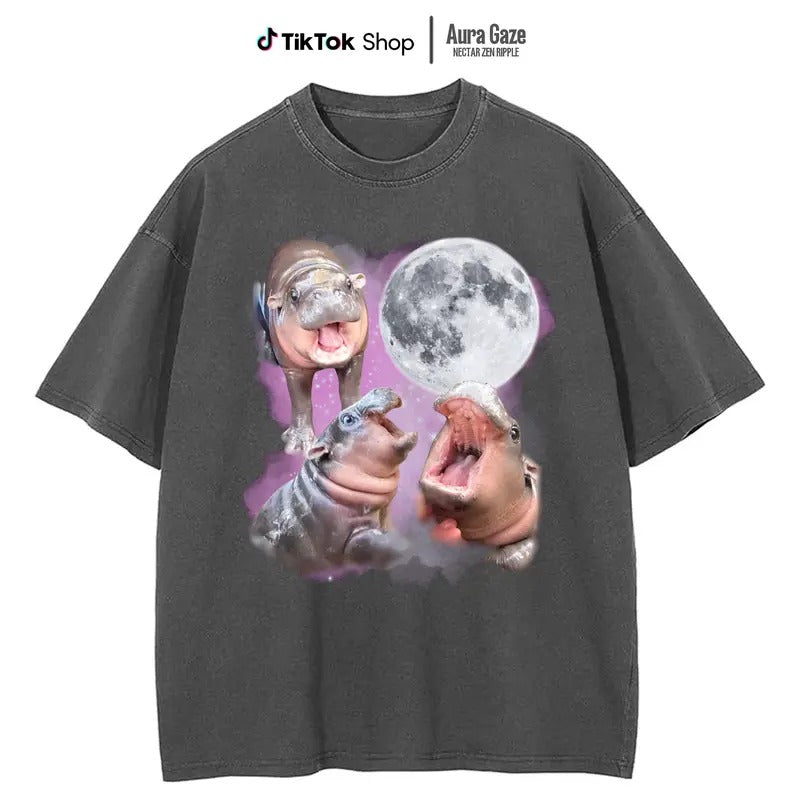 Moo Deng Retro Comfort Colors Graphic T-shirt- Sweatshirt- Hoodie, 90s Retro Y2K Graphic Bootleg Sweatshirt, Printed Cotton Top Womenswear Fit Pieces