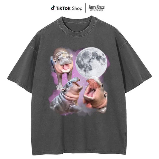 Moo Deng Retro Comfort Colors Graphic T-shirt- Sweatshirt- Hoodie, 90s Retro Y2K Graphic Bootleg Sweatshirt, Printed Cotton Top Womenswear Fit Pieces