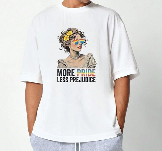 More Pride Less Prejudice LGBT Queer T-Shirt Retro Vintage Graphic Retro Graphic Tee Football Team Retro College