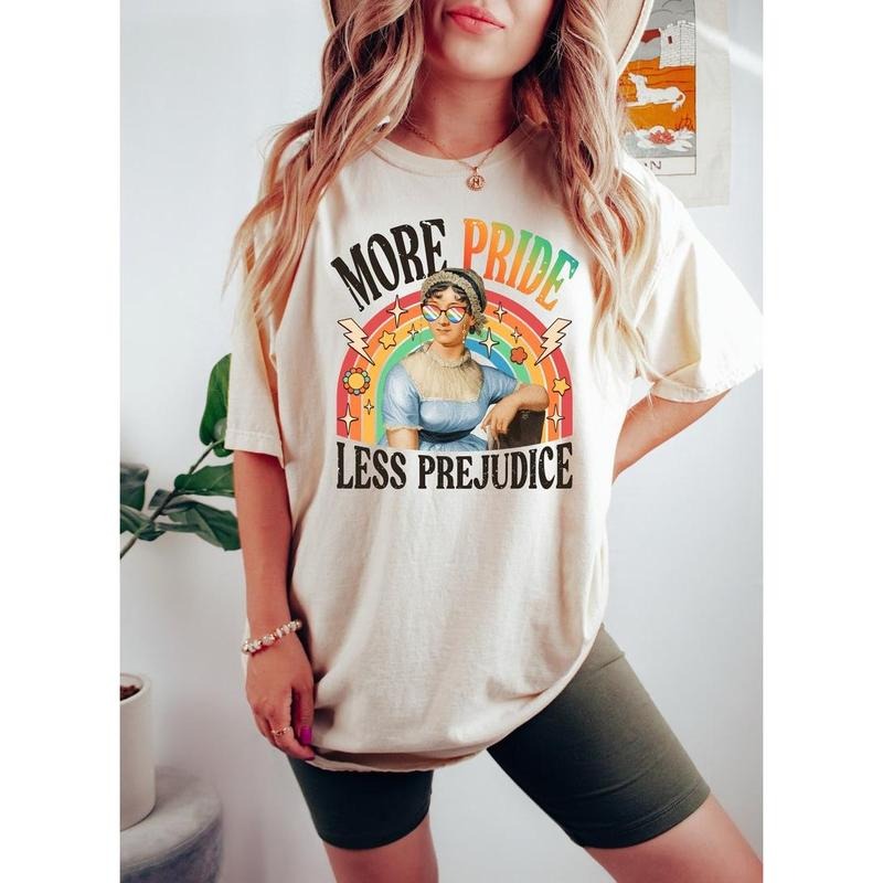 More Pride Less Prejudice Shirt, LGBTQ Shirt, Jane Austen Shirt, Proud Ally Shirt, Pride Month Shirt, Supporting Lgbt People Shirt